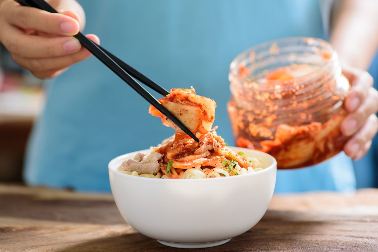 Nudeln mit Kimchi