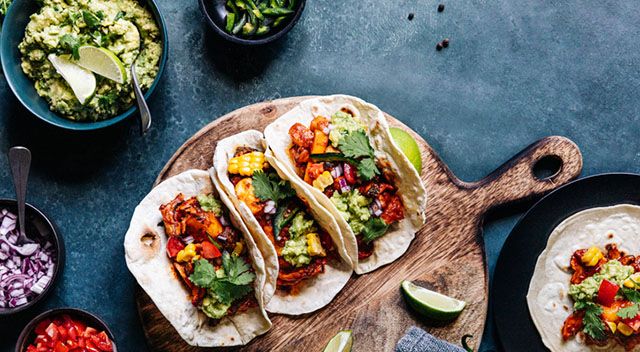 Vegane Tacos als Beispiel für eine gesund Ernährung gegen die Psoriasis