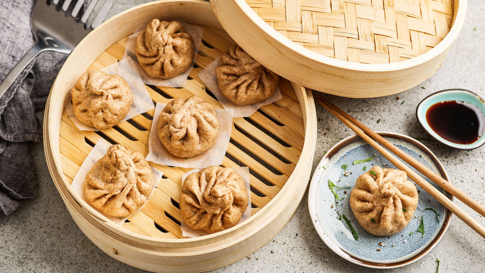 Dim Sum in einem Gärkorb