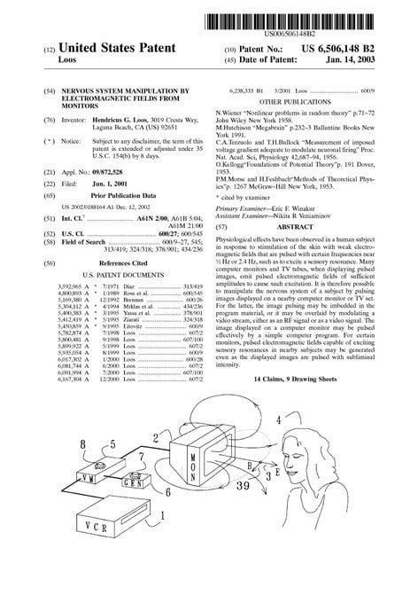 Patent zur Manipultion urch das Fernsehen