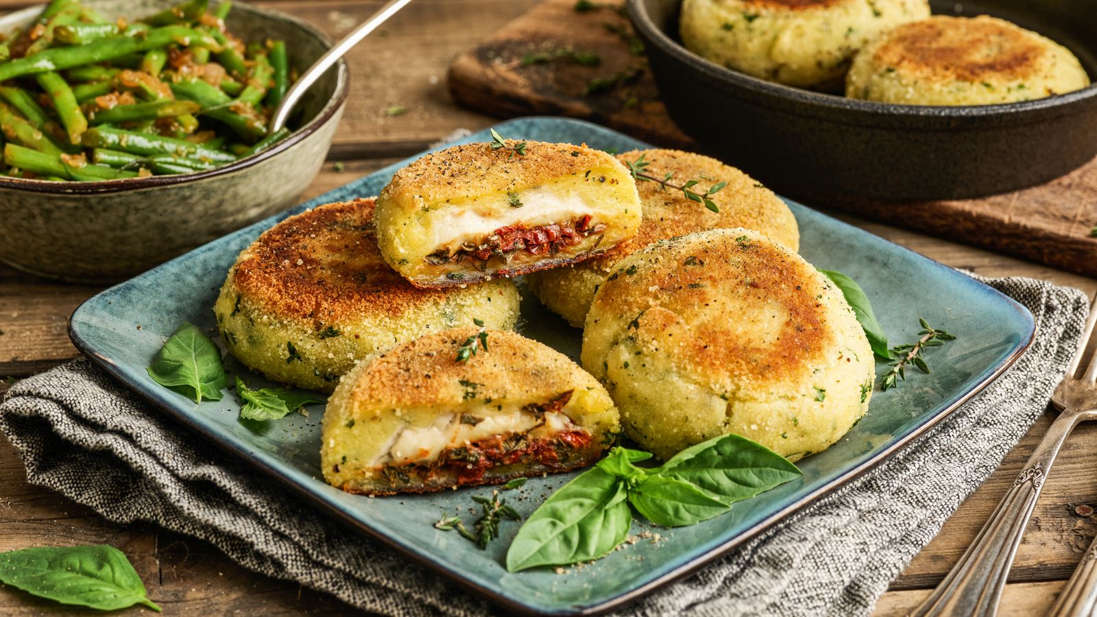 Kartoffeltaschen mit Mozzarella-Füllung