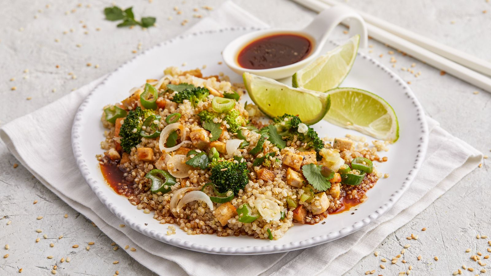 Quinoa mit Tofu und Brokkoli
