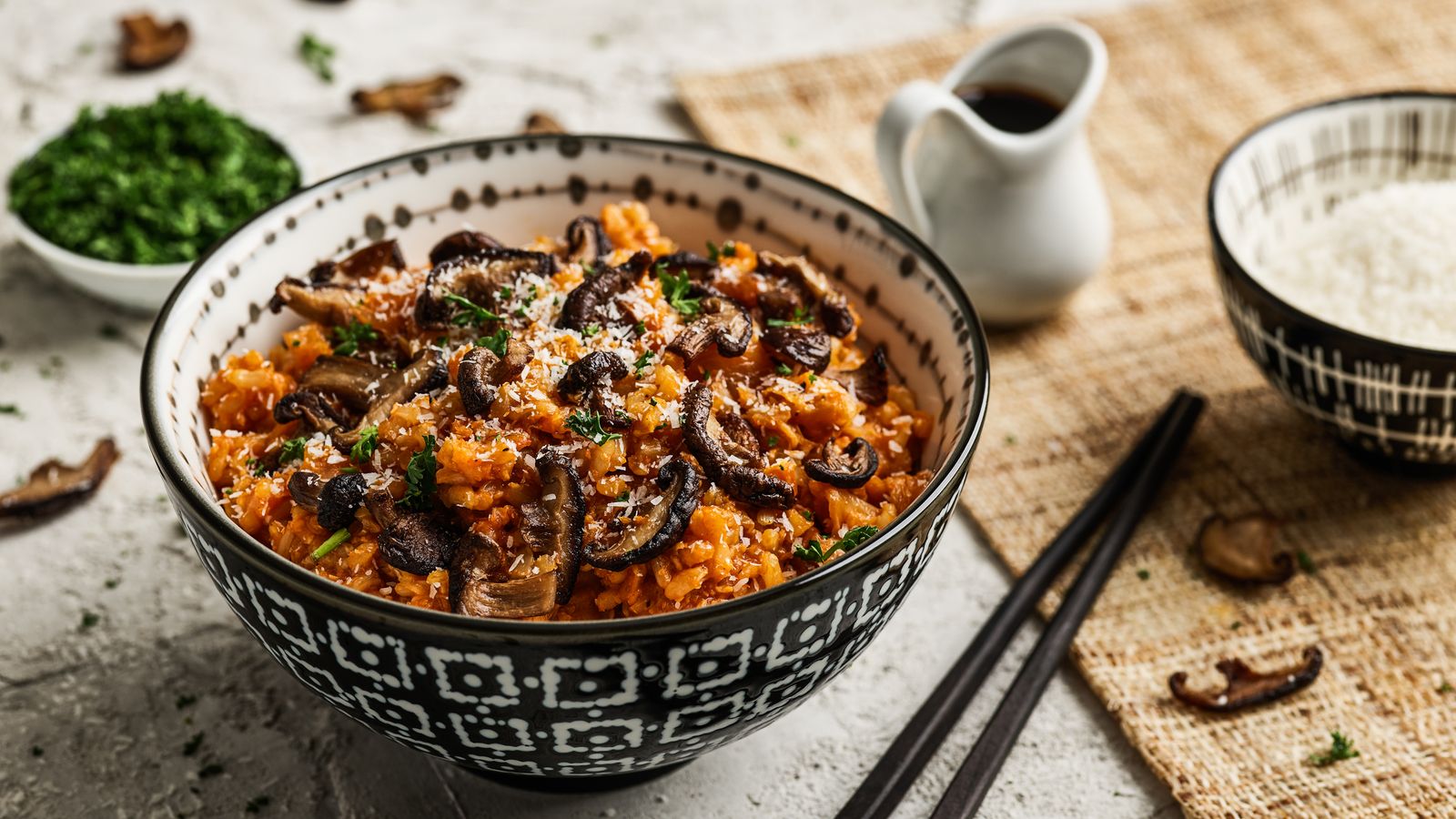 Reis mit Chinakohl und Shiitake  