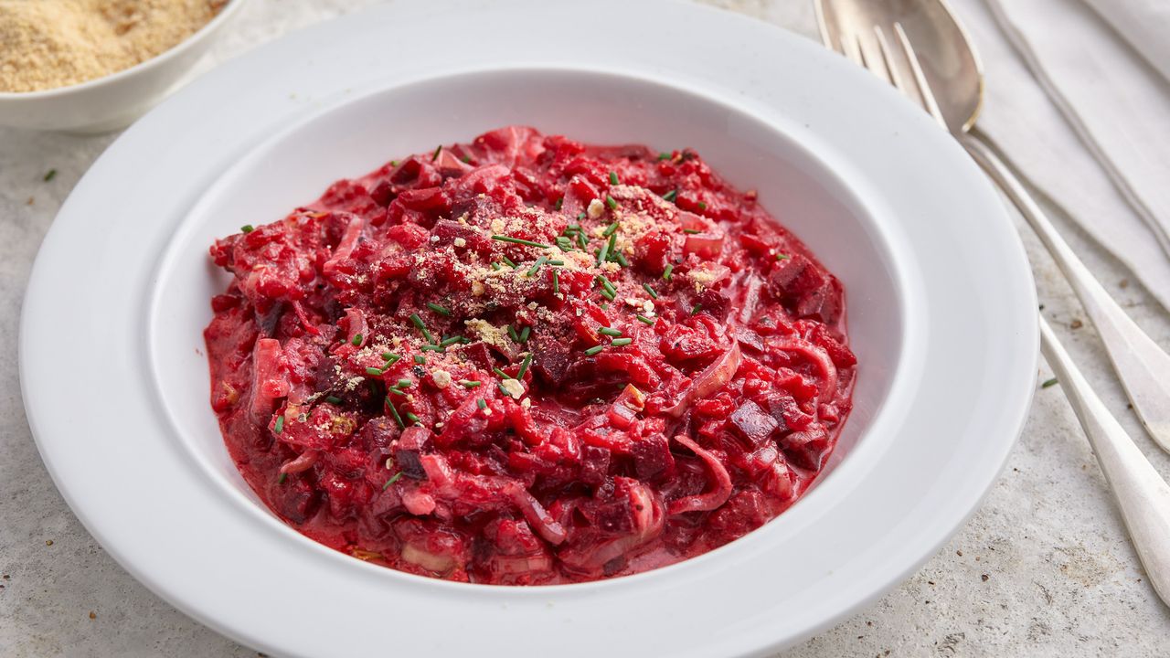 Rote-Bete-Risotto mit einer wunderschönen Farbe