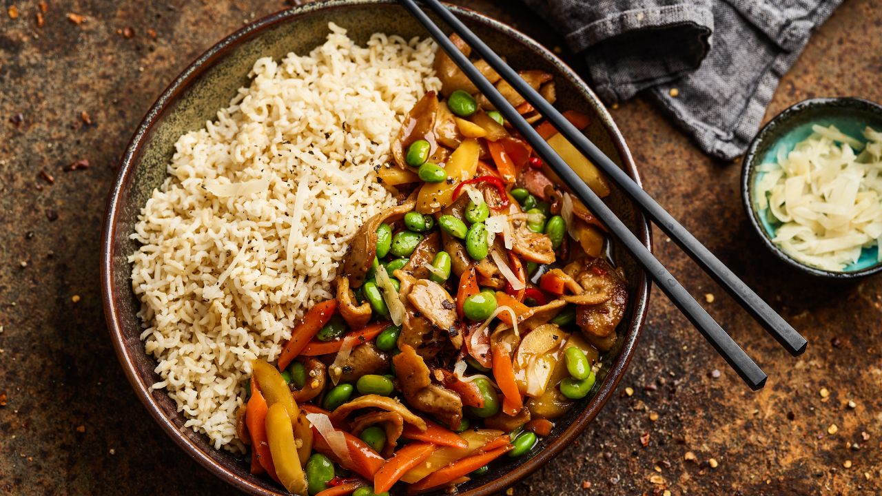 Soja-Ragout mit Reis