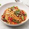 Spaghetti mit Champignons, Spinat und Cherrytomaten