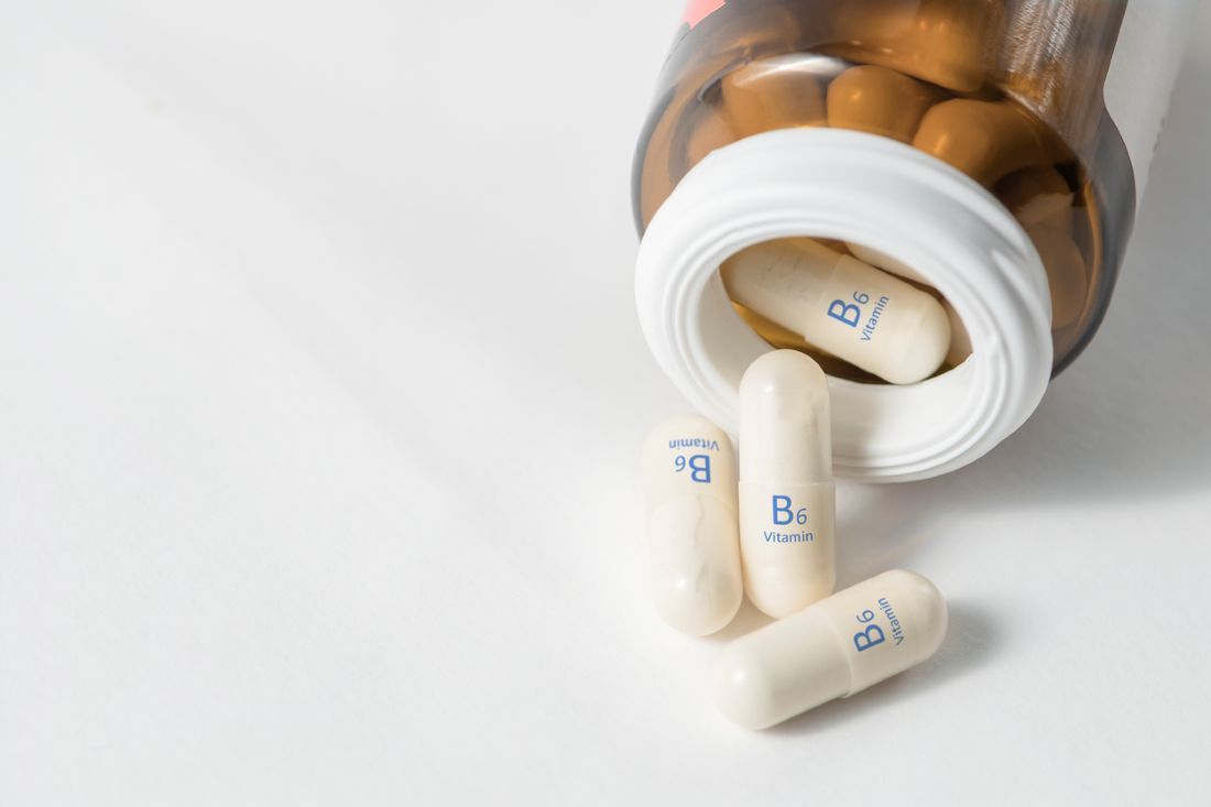 Vitamin B6. Kapseln mit Pyridoxin, das rote Blutkörperchen bildet und die normale Funktion des Gehirns unterstützt. 